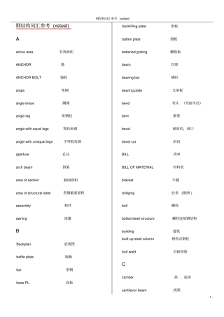 钢结构工程词汇xsteel全解