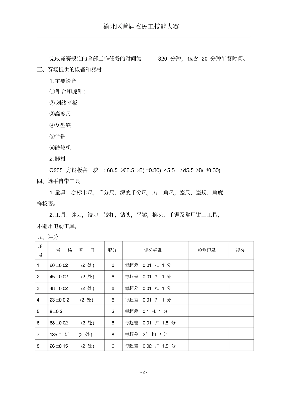 钳工技能竞赛规则_第2页