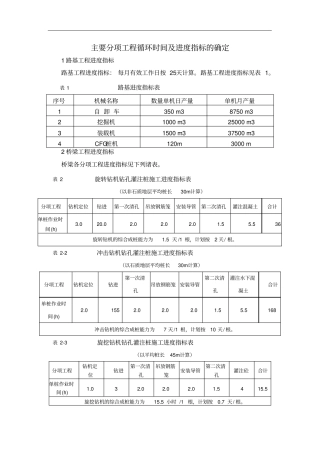 铁路主要分项工程循环时间及进度指标的确定