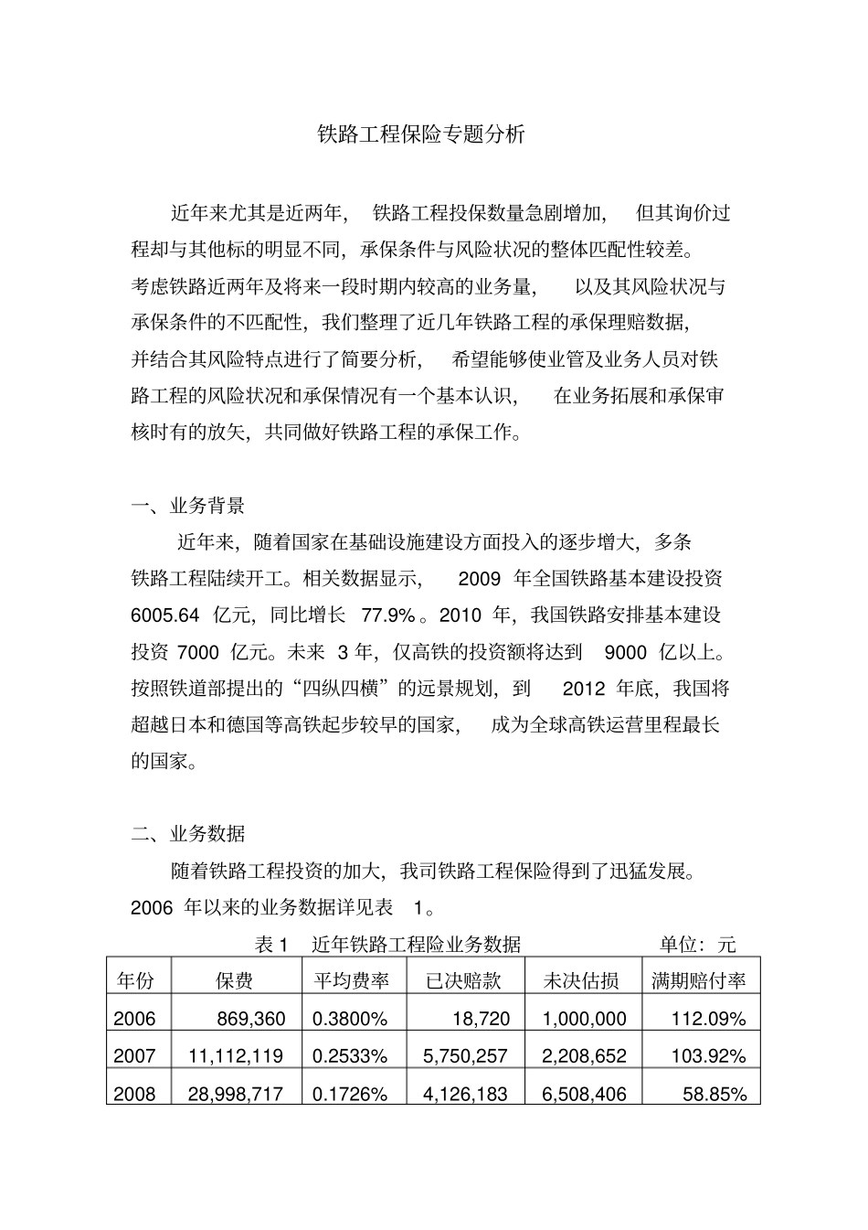 铁路工程保险专题分析_第1页