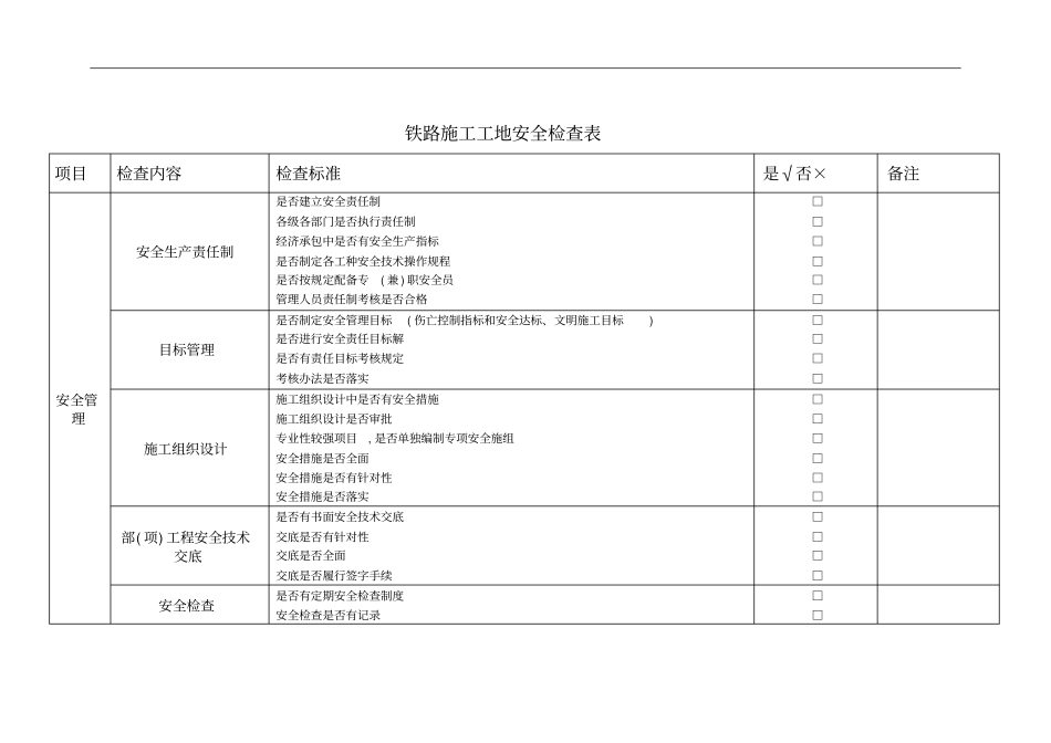 铁路施工现场日常检查表_第3页