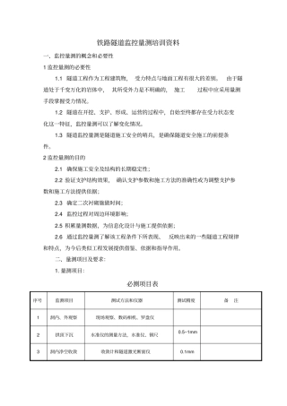 铁路隧道监控量测培训资料