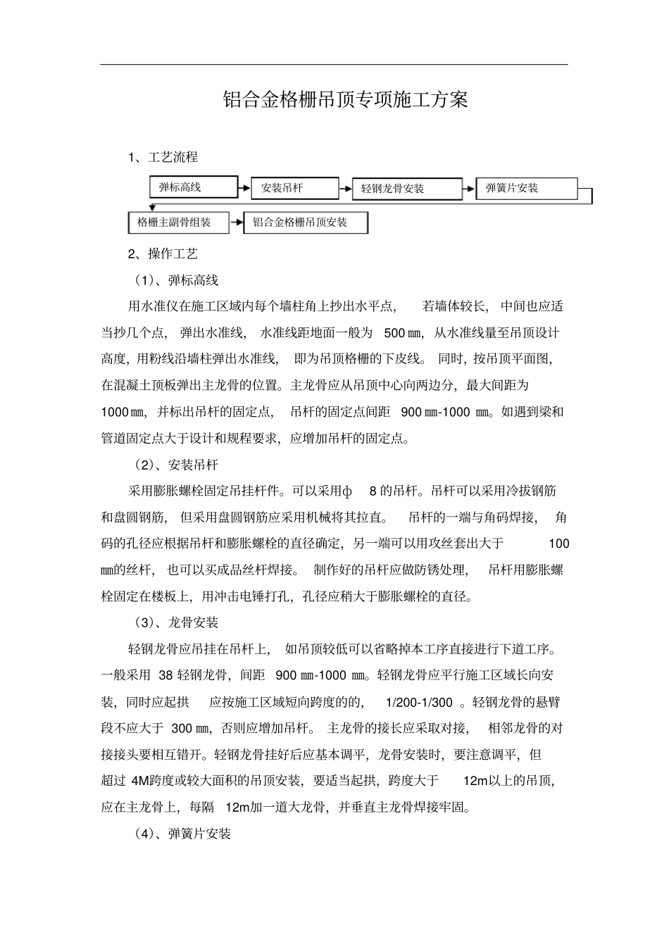 铝合金格栅吊顶专项施工方案_第1页