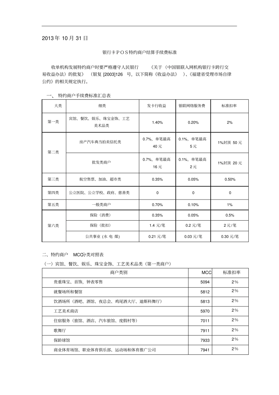 银行卡POS特约商户结算手续费标准分析_第1页