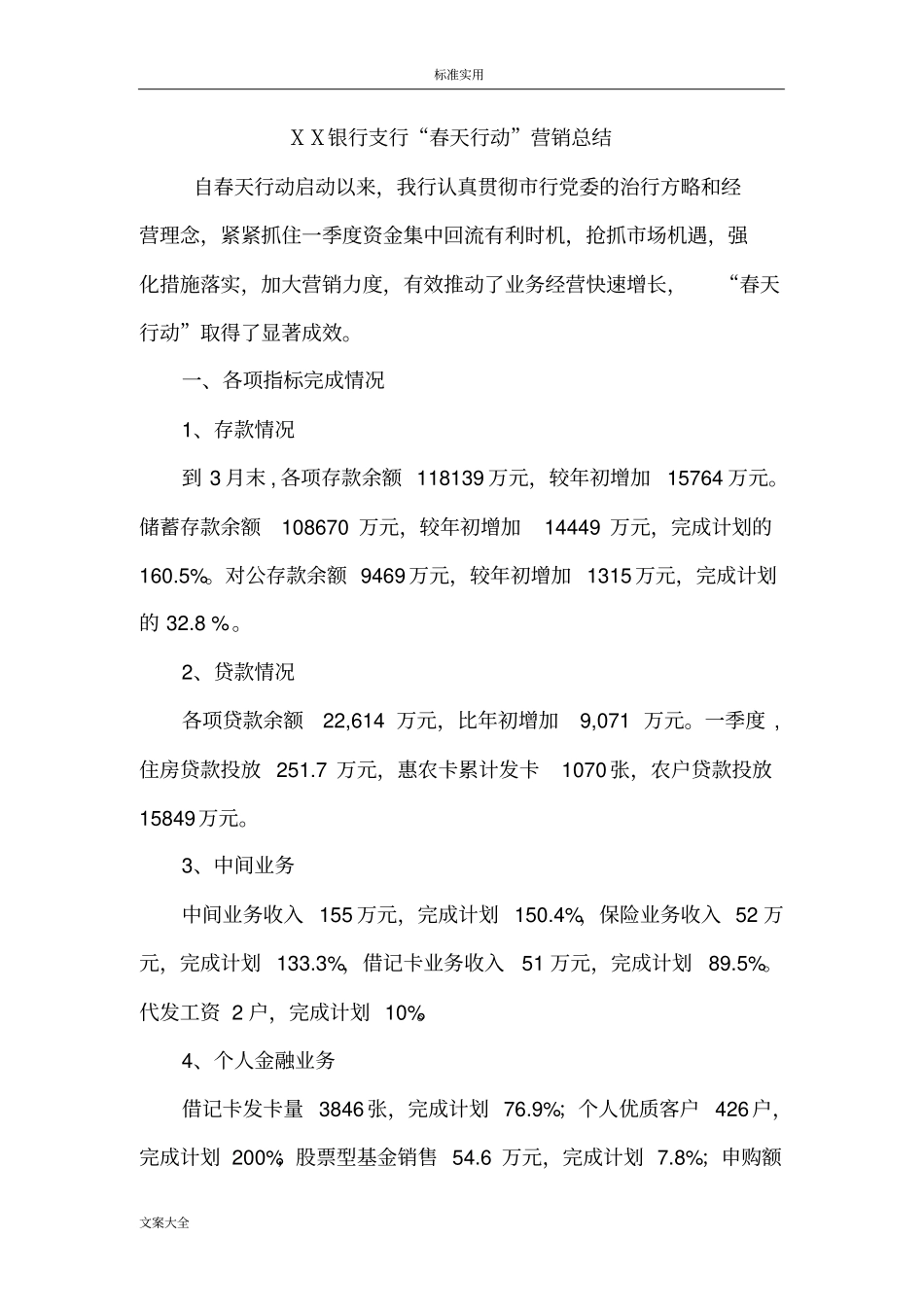银行支行春天行动营销总结材料_第1页