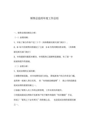 销售总监的年工作总结