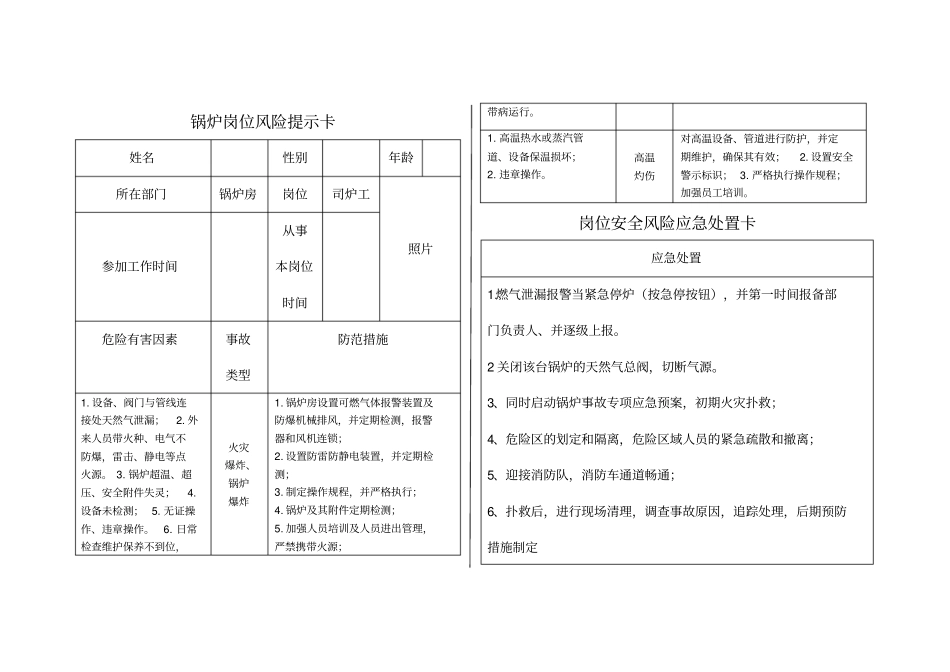 锅炉岗位风险告知卡_第1页
