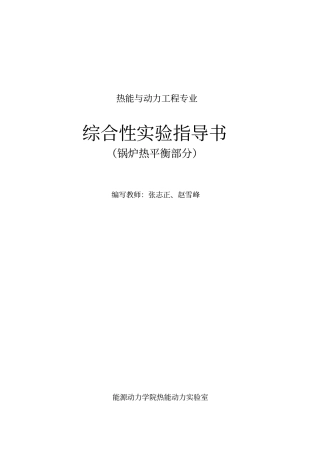 锅炉热平衡试验指导书