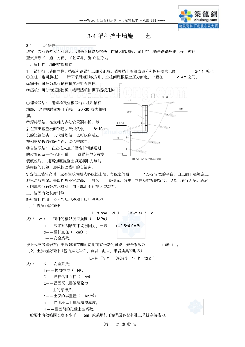 锚杆挡土墙施工工艺-secret_第1页