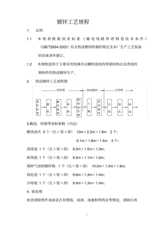 镀锌工艺规程