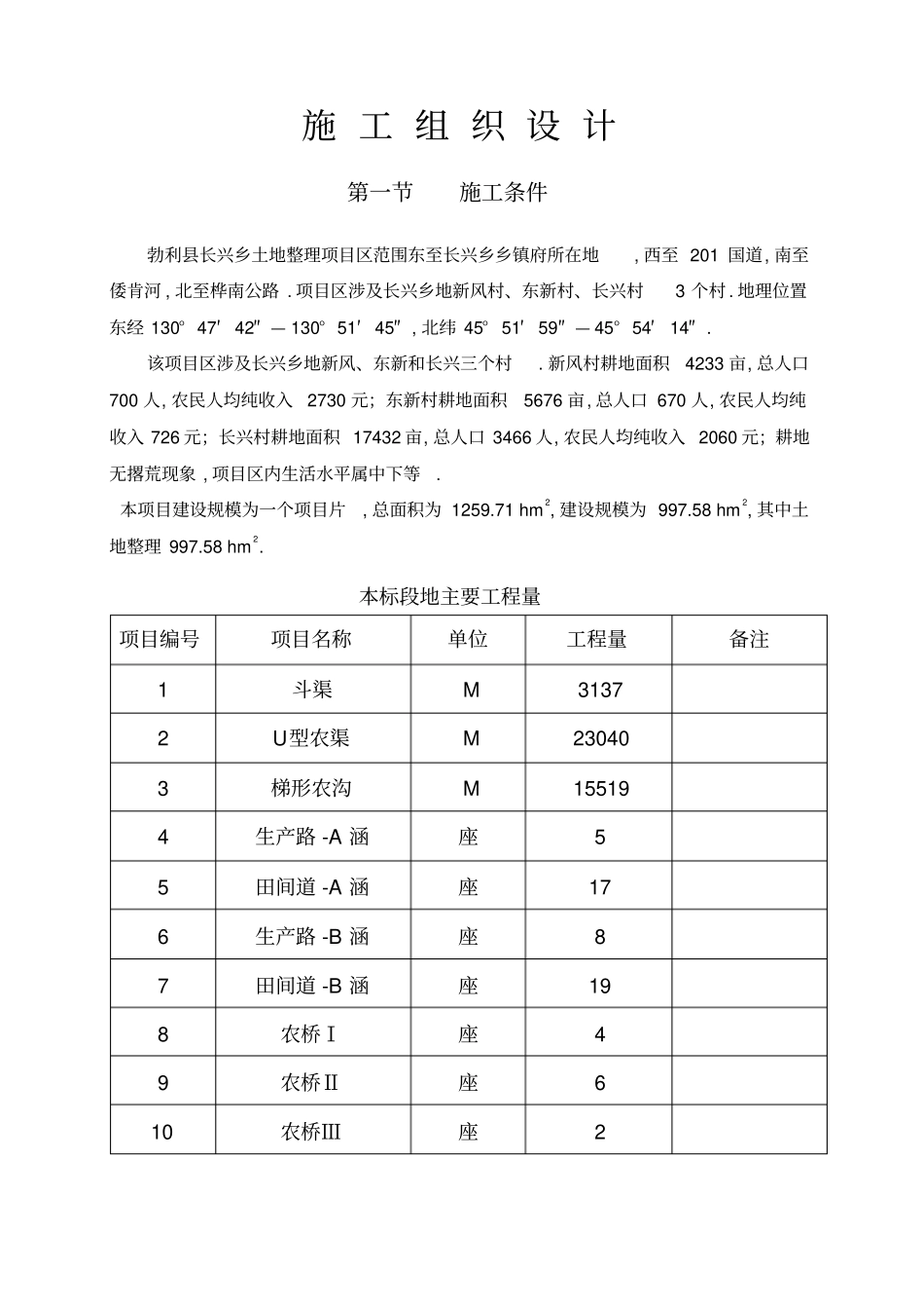 长兴乡基本农田土地整理项目施工组织设计_第2页