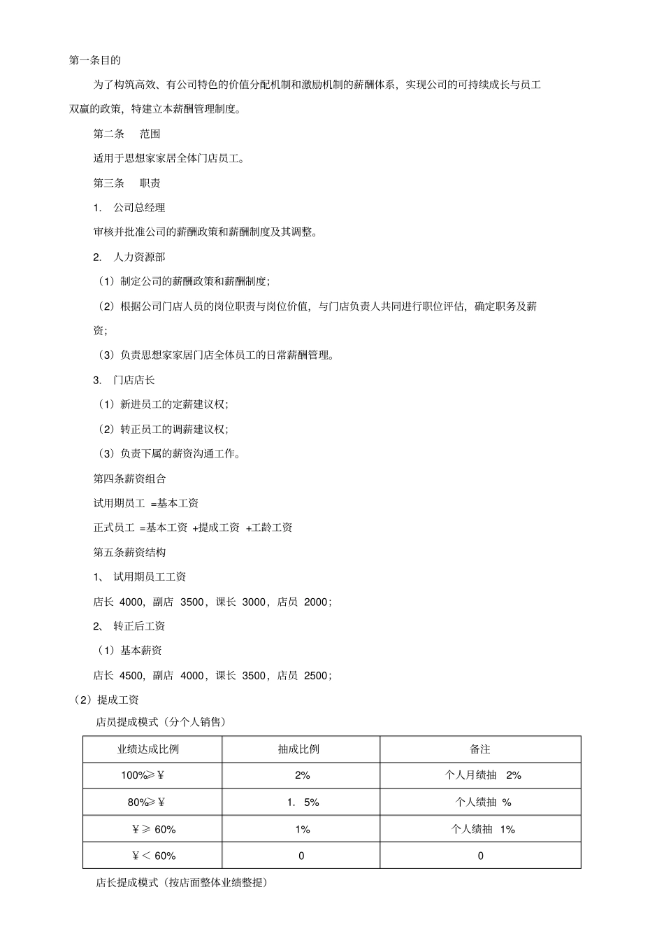 门店人员薪酬管理制度_第1页