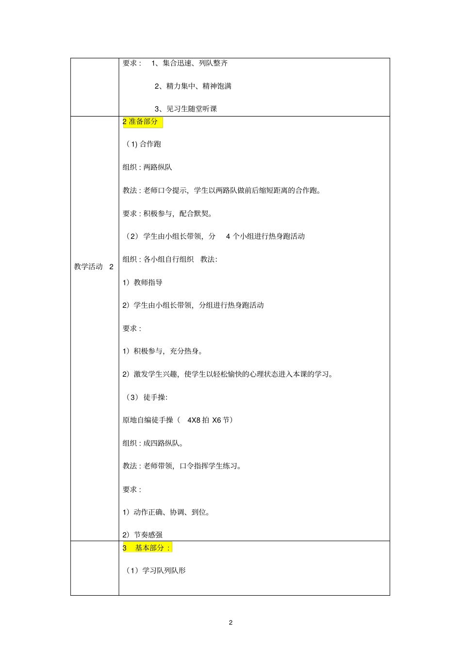 队列队形教学设计方案_第2页