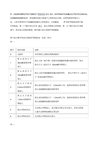 防护、绝缘等级
