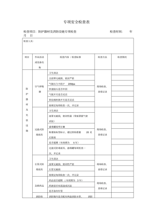 防护器材及消防设施专项安全检查表