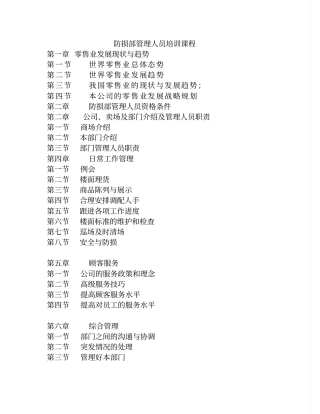 防损部管理层培训教材适合现有管理人员
