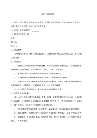 防火、防震、防盗、防洪、交通安全、安装安全预案文档