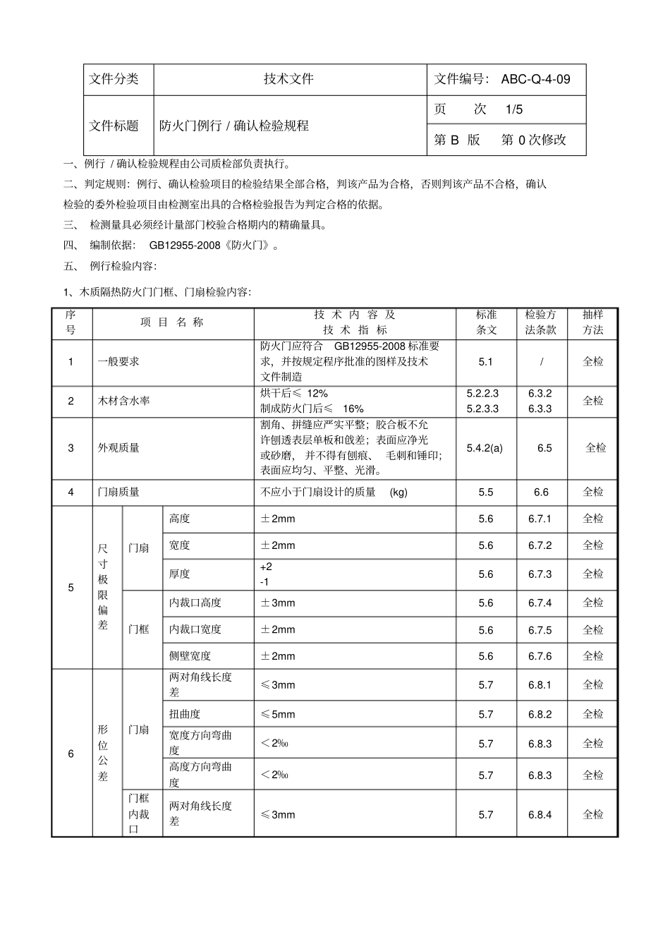 防火门例行确认检验规程_第1页