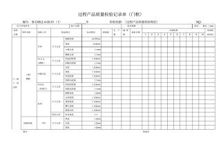 防火门过程产品质量检验记录表