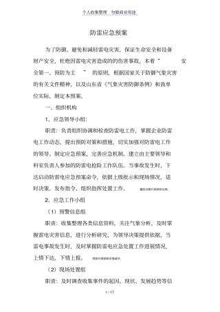 防雷安全应急预案等