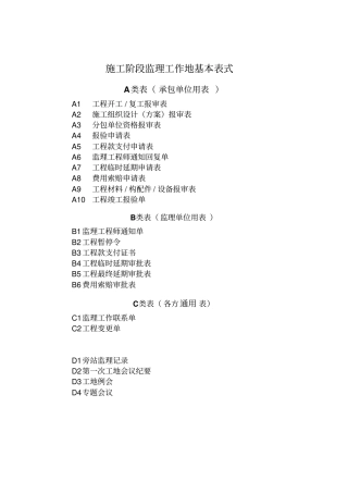 阶段监理工作基本表式
