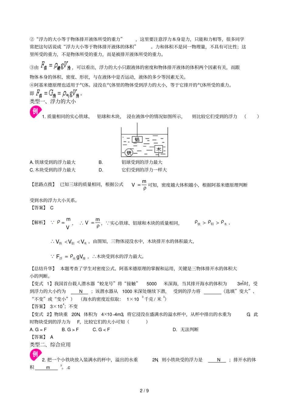 阿基米德原理基础基础知识讲解_第2页