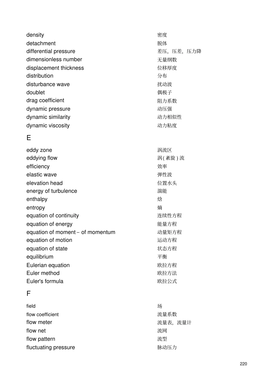 附录Ⅰ流体力学词汇部分英汉对照_第3页