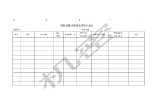 附表项目机械设备燃油使用记录表