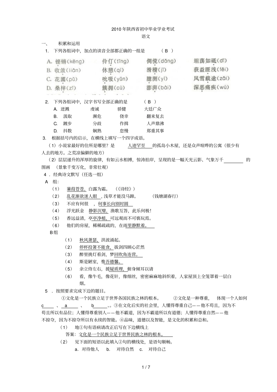 陕西中考语文习题_第1页