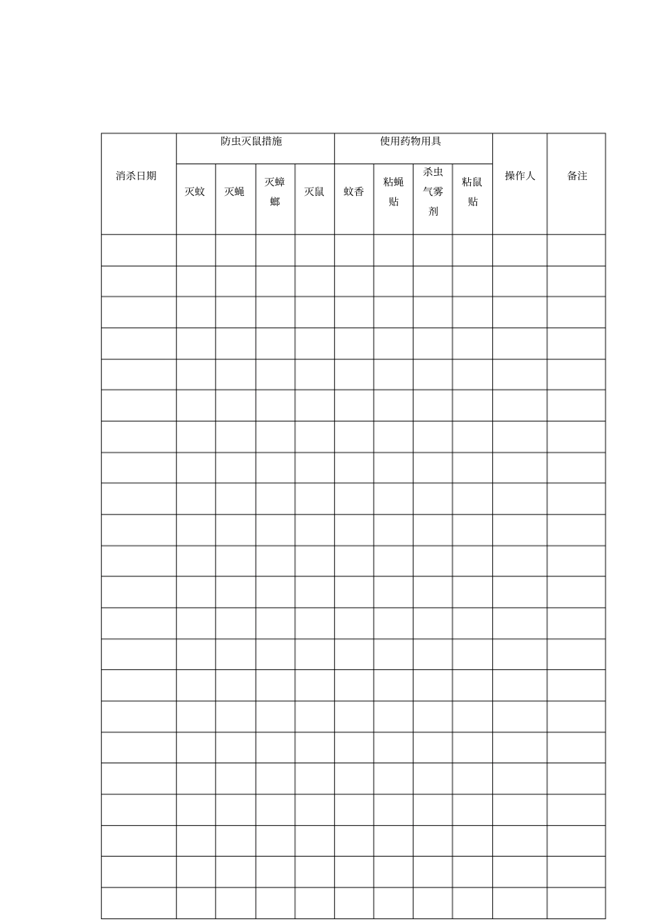 除四害消杀记录表实用文档_第1页