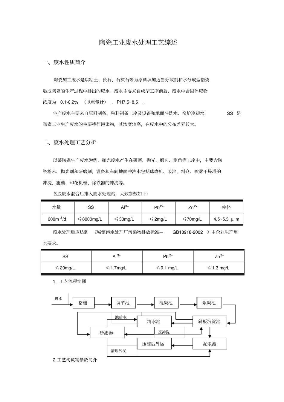 陶瓷工业废水处理工艺综述_第1页