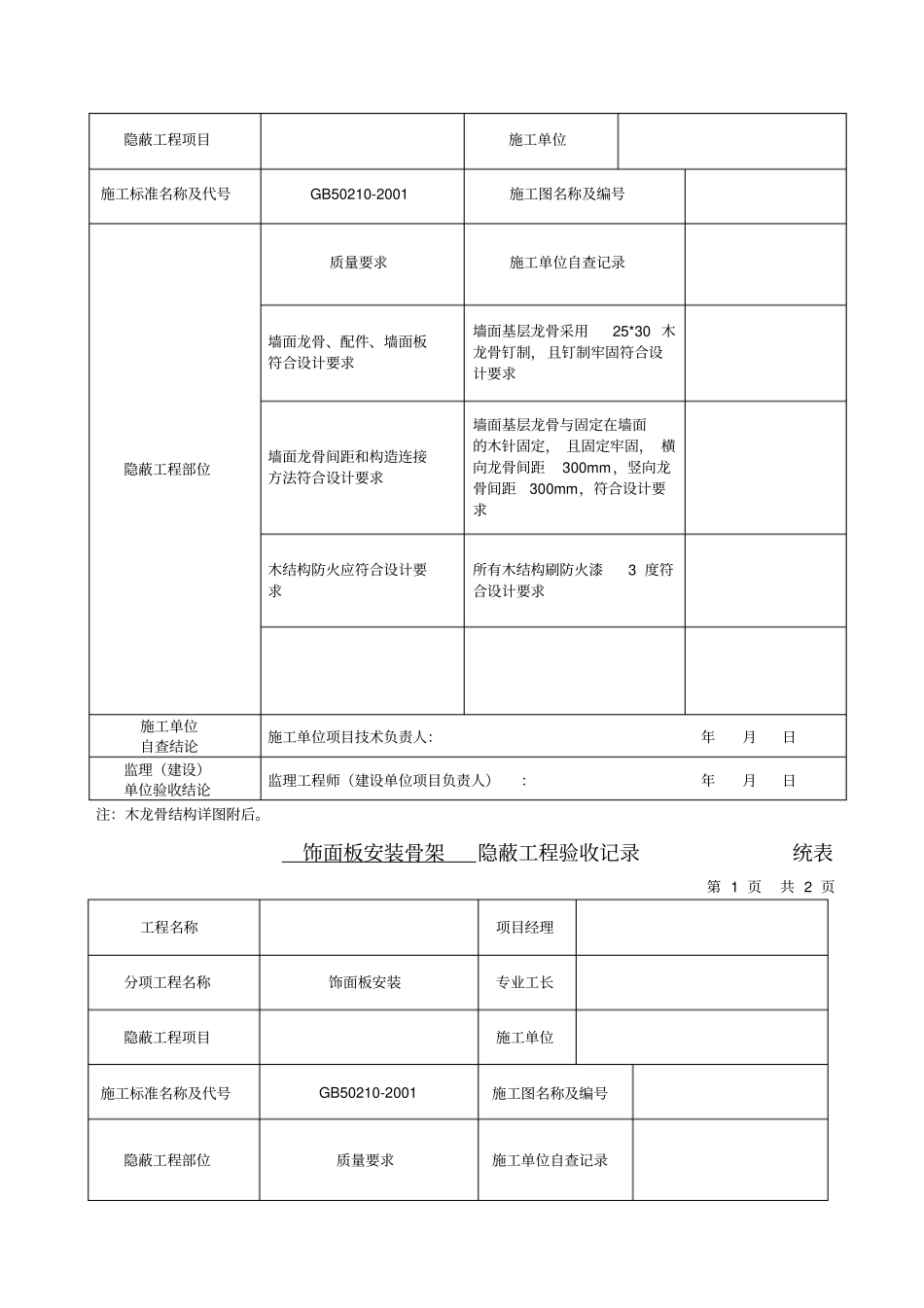 隐蔽工程验收记录--全套参考资料_第2页