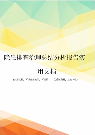 隐患排查治理总结分析报告实用文档