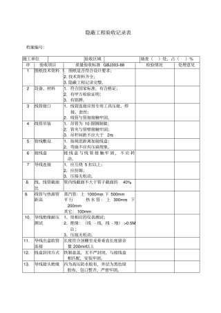 隐蔽工程验收记录表