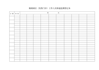 隔离病区发热门诊工作人员体温监测登记本