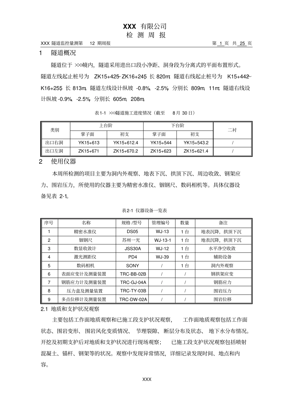 隧道监控量测周报教材_第3页