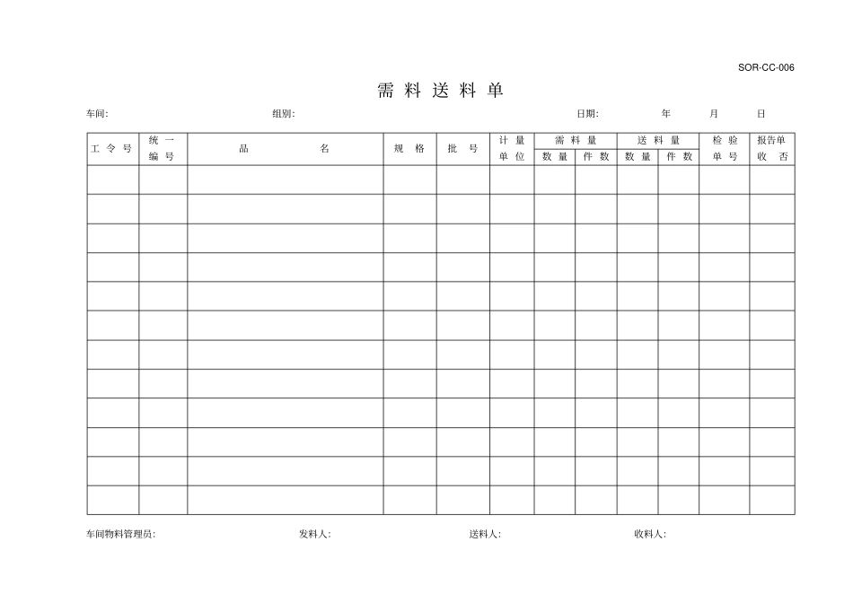 需料送料单表格_第1页