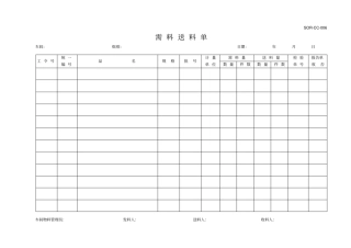 需料送料单表格