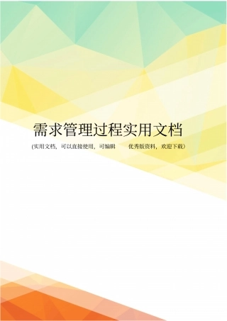 需求管理过程实用文档