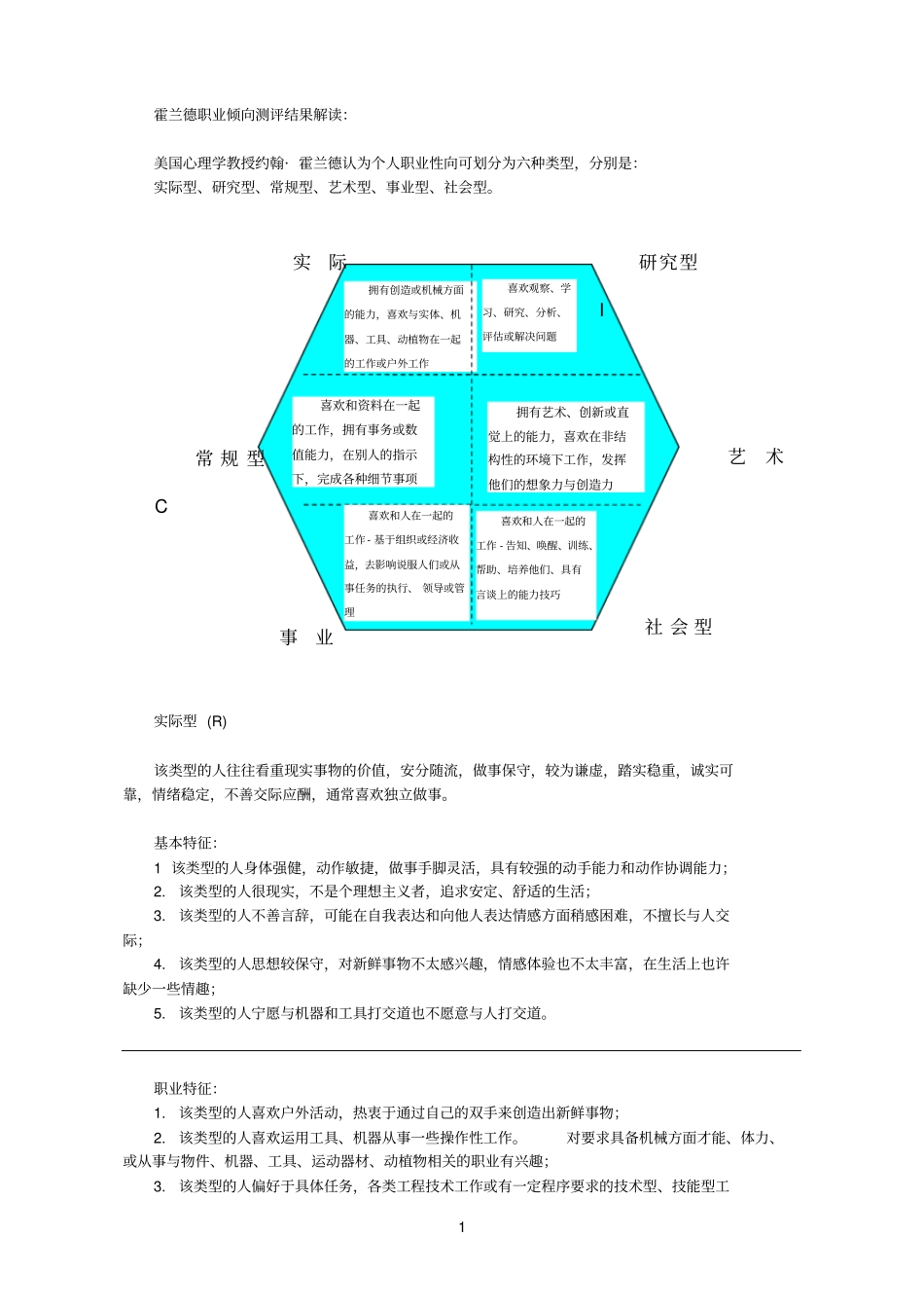 霍兰德职业倾向测评量表解释_第1页