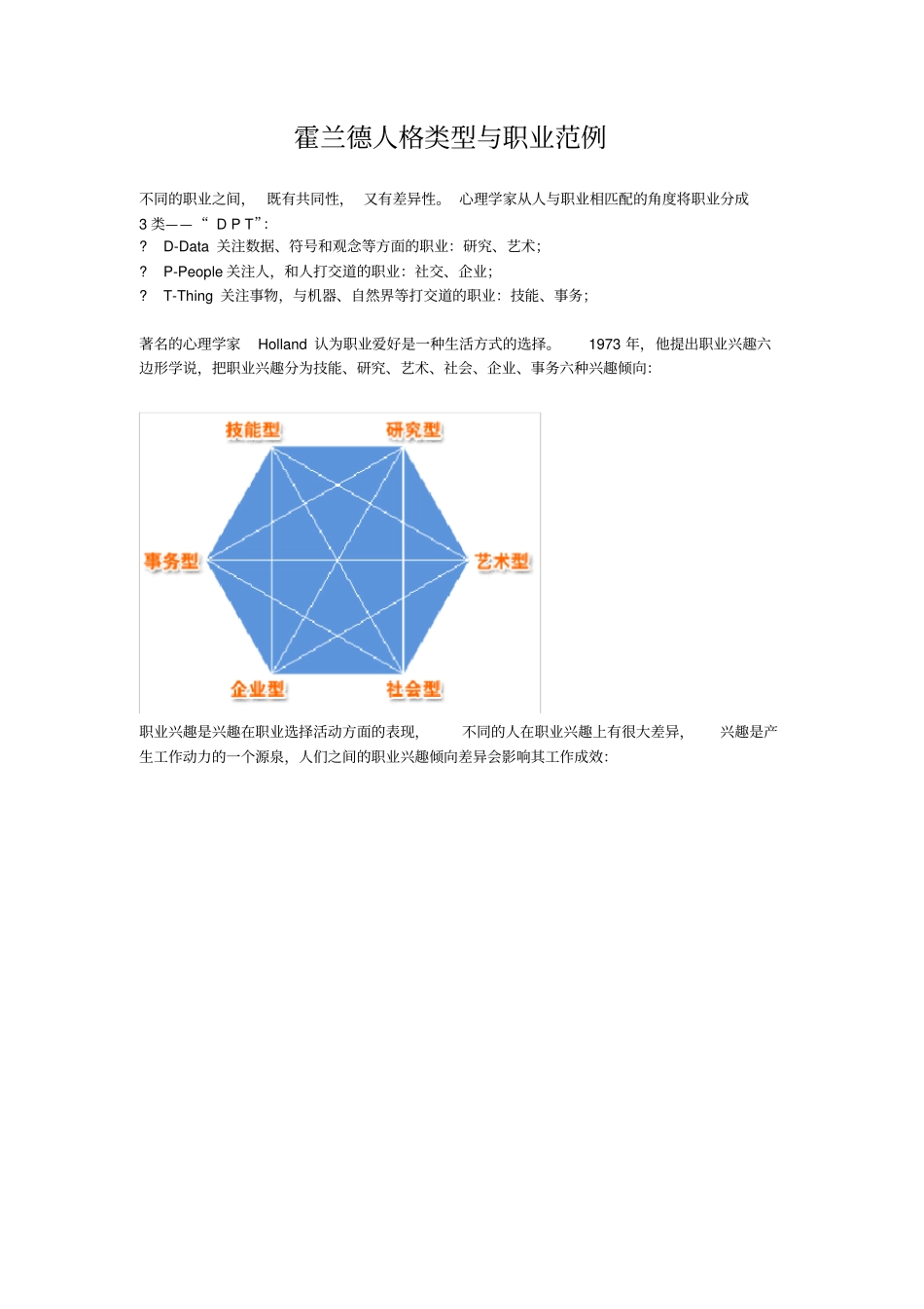 霍兰德人格类型与职业范例_第1页