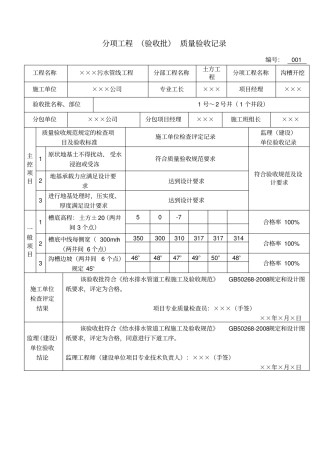 青岛公用质监站给水排水管道工程表格资料
