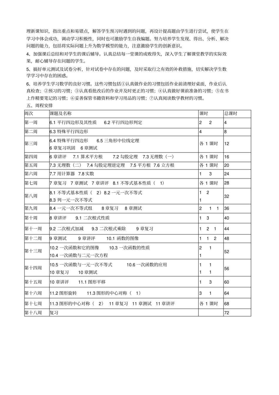 青岛版数学2012017学年八年级下册数学教学计划_第3页