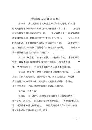 青年新媒体联盟章程
