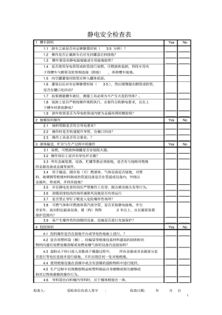 静电安全检查表