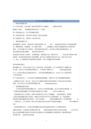 非上公司股权激励计划设计样本及方案要点