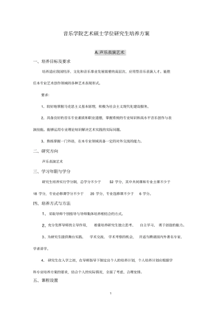 音乐学院艺术硕士学位研究生培养方案