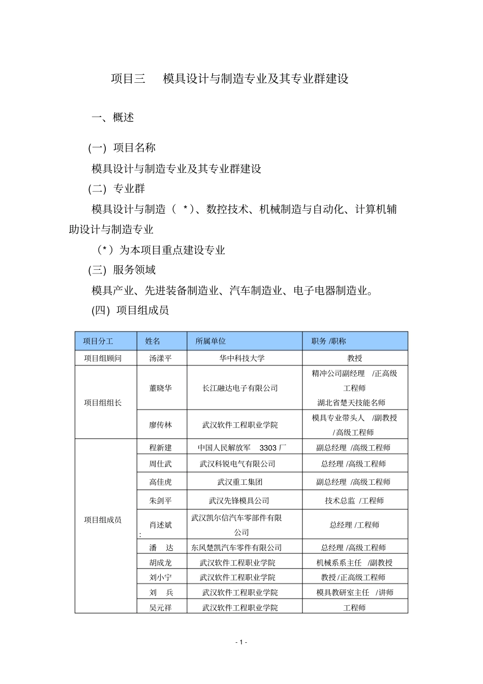 项目三模具设计与制造专业及其专业群建设_第1页