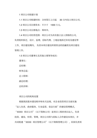 项目公司成立方案讲解