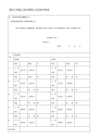 项目关键岗位人员变更申请